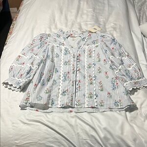 Entro Floral Striped Women's Top Large